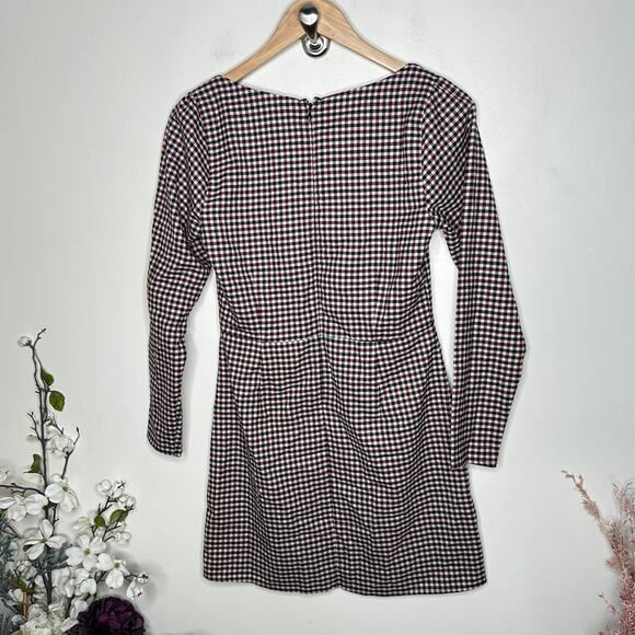 ABERCROMBIE & FITCH Plaid Gingham Sweetheart Mini Dress Brown Red Sz S {3X11} - Picture 3 of 5